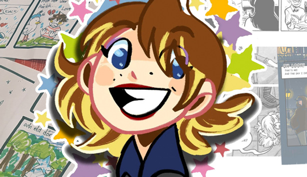 Självporträtt av Nelly Vinterhamn, serietecknare