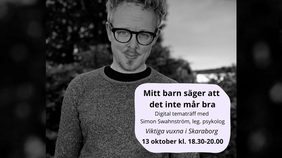 Föreläsaren Tobias Swahnström på bild med en textruta om föreläsningen.