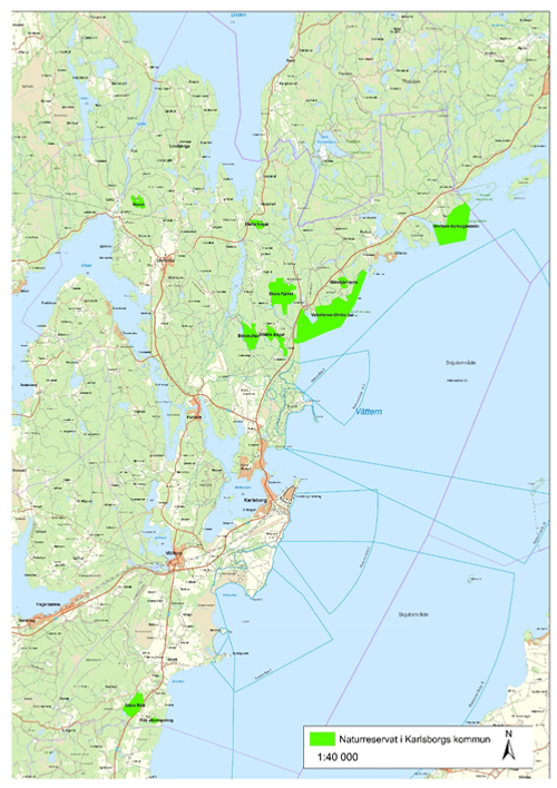 Karta - Naturrerservat i Karlsborg kommun