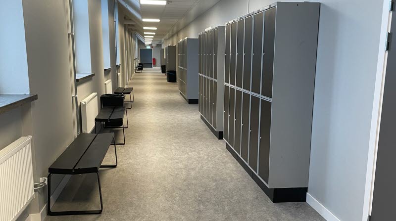 Korridor med elevskåp på Carl Johanskolan, hemvist för åk 9. 