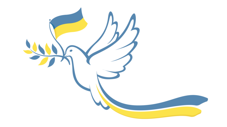 Fredsduva med den Ukrainska flaggan