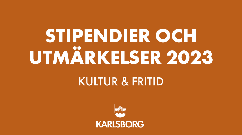 Orange bakgrund med texten "Stipendier och utmärkelser 2023 - Kultur och fritid"